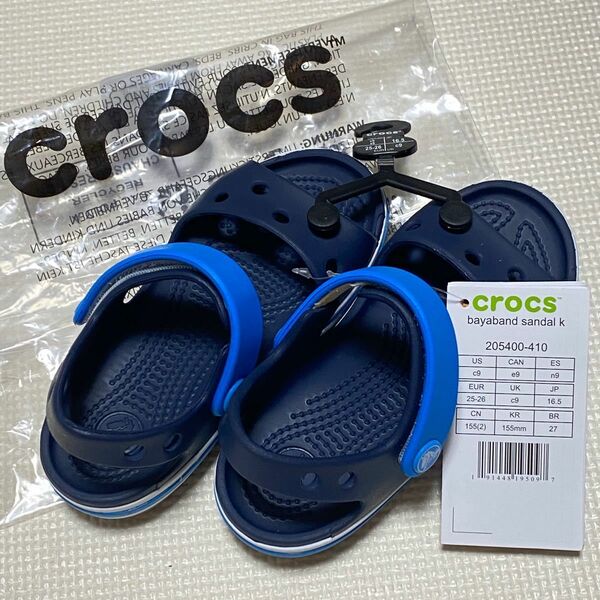 新品 クロックス バヤバンド サンダル キッズ Bayaband Sandal Kids ネイビー 17.5cm（C9）