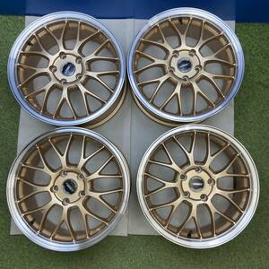 【0085】★中古美品★リペア済★17インチ　zauber ザウバー　17×7.0J ET53　PCD114.3　5穴　ハブ径73　アルミホイール4本