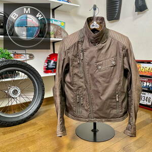 定価7.5万☆BMW SanDiego サンディエゴジャケット ミッドブラウン/48（L相当） ◆バイク コットン ダブルライダース レザージャケット