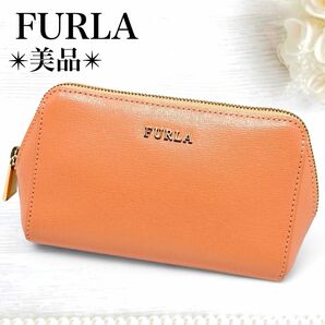 極美品　FURLA フルラ コスメケース レザー メイク 化粧ポーチ ピンク