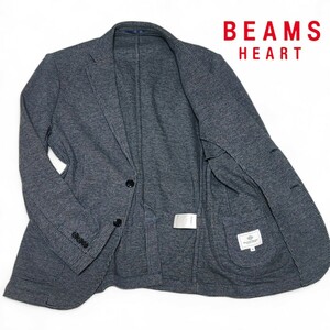 美品! アンコンジャケット ビームスハート BEAMS HEART テーラードジャケット 千鳥柄 ハウンドトゥース 48 L グレー ストレッチ