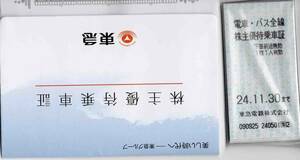 ☆東急電車・バス全線株主優待乗車証5枚☆2024年11月30日まで有効☆