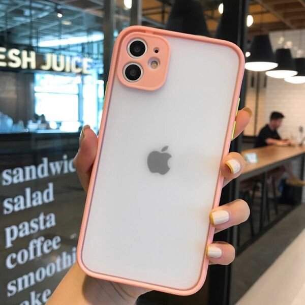 iPhone15Pro case マットクリア スマホケース ピンク おしゃれ 韓国 可愛い TPU 新品