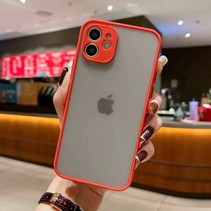 iPhone12mini case マットクリア レッド おしゃれ スマホケース 韓国 可愛い TPU 新品