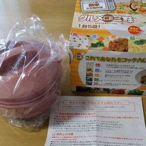 電子レンジ調理器具　蒸し器　簡単調理器具　グルメ三昧　レシピ本つき　未使用