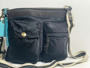 S102#COACH Coach nylon leather shoulder bag black 