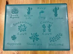 No.204 stencil seat Smile succulent plant cactus clover green garden wellcome lime can remake can DIY stencil plate 