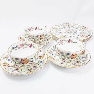 MINTON ミントン 50th ANNIVERSARY HADON HALL 50周年 ハドンホール カップ&ソーサー 3客 ケーキ皿 3枚 セット 金彩