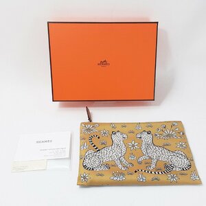 Hermes エルメス シルキーポケット ベージュ レオパード ポーチ 箱あり