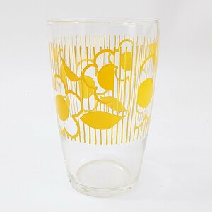 ADERIA GLASS TUNBLEY アデリアグラス 5客セット 花柄 黄つばき 昭和レトロ コップ