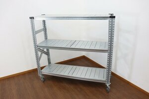 J6006*METAL SISTEM/ metal system * light weight rack *1 pcs * with casters * Italy made * open shelf * storage *1280×420×1180mm*3 step 