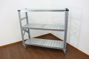 J6313*METAL SISTEM/ metal system * light weight rack *1 pcs * with casters * Italy made * open shelf * storage *1280×420×1180mm*3 step 