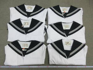 M[6-3]*6 clothing shop trying on sample sailor suit on . long sleeve * short sleeves 6 point together 165B*170A size front break up type white 3ps.@ line / woman uniform under rice field junior high school 