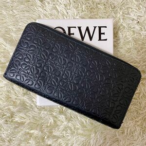 LOEWE ロエベ 長財布 ラウンド リピートアナグラム ブラック