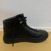 美品 メンズ 41 26cm JIMMY CHOO ジミーチュウ ブラックレザー ハイカットスニーカー スター 星 黒革 靴 イタリア製 MADE IN ITALY_画像5