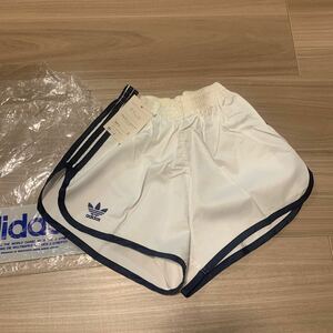 未使用 80s Sサイズ adidas アディダス ADP-5 短パン ショートパンツ ホワイト ネイビー 白 紺 3本ライン トラフォイル ヴィンテージ