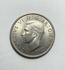１円スタート! ・イギリス 1950年 2 シリング 白銅貨 ジョージ6世・アンティーク コイン