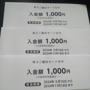 【最新版】【匿名配送】西松屋チェーン　株主優待券　3,000円分　有効期限2024年11月14日まで