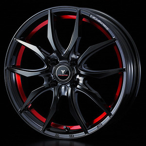 【個人宅発送可能】 ウエッズ Weds 17X6.5J +42 4H PCD100 BK/RED ホイール 1本 NOVARIS ROHGUE VF ノヴァリス・ローグ ブイエフ (40064)