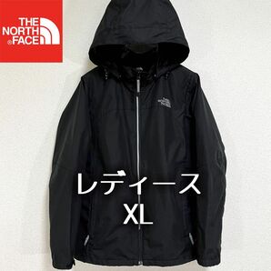 美品 ノースフェイス マウンテンパーカー レディースXL フード着脱可 ブラック THE NORTH FACE ナイロンジャケット