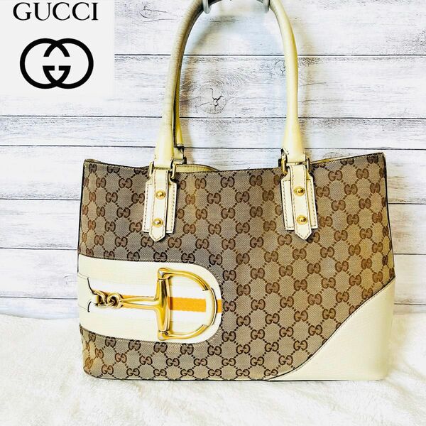 【良品】GUCCI グッチ　GG柄　トートバッグ　 ホースビット　シェリーライン　ショルダーバッグ　137385 214397