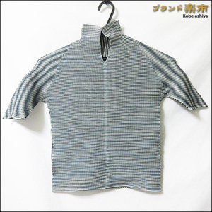 *ISSEY MIYAKE (T.) イッセイミヤケ ティードット プリーツ ハイネック カットソー ポロ デザイン チェック 3 PP16FJ211*