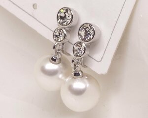 *18K RGP platinum diamond CZ pearl joting earrings yp4905