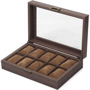 Reodoeer 10ps.@ for collection case wristwatch storage box wristwatch storage case wood grain PU 95