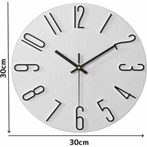 新品 掛け時計 白地に黒文字 12インチ 直径30cm 非電波 やすい 連 北欧 静音 ウォールクロック 壁掛け時計 205_画像6