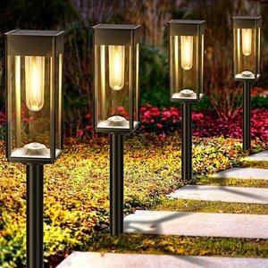 新品 ソーラーライト 庭 歩道 玄関 車道 芝生 埋め込み 明るい 点灯/消灯 電球色 IP65 ガーデンライト 屋外 209