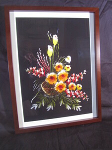  picture interior art Vietnam embroidery flower ① free shipping! (5660BW)*