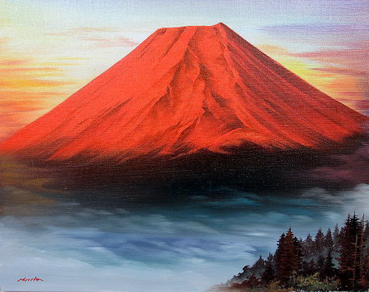 Peinture, peinture à l'huile de Morita Teppei, Fuji rouge, peinture à l'huile F30 toile uniquement, livraison gratuite, travail sur commande, Peinture, Peinture à l'huile, Nature, Peinture de paysage