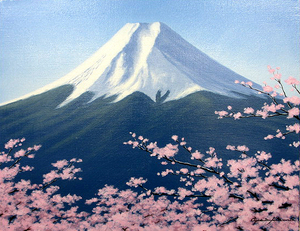 Art hand Auction Pintura Pintura al óleo Toshihiko Asakuma Flores de cerezo en el Monte Fuji Pintura al óleo SM lienzo solo Envío gratis Trabajo hecho a pedido, Cuadro, Pintura al óleo, Naturaleza, Pintura de paisaje