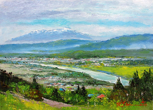 Art hand Auction Malerei, Handgemaltes Ölgemälde, Ryohei Shimamoto, Blick auf den Chikuma-Fluss, Ölgemälde M30 Nur Leinwand, Kostenloser Versand, Maßarbeit, Malerei, Ölgemälde, Natur, Landschaftsmalerei