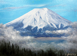 絵画　油彩　大山功 雲上の白富士　油絵Ｆ２０キャンパスのみ　送料無料　受注制作作品