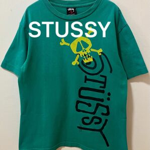 STUSSY ステューシー　ブランドロゴTシャツ　ヘビーウェイトTシャツ　丸胴タイプボディ　スカルデザインメキシコ製