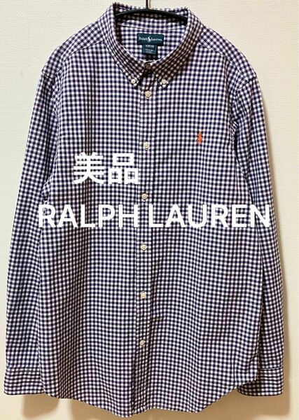 美品　RALPH LAUREN ラルフローレン　ポニー刺繍　ギンガムチェックシャツ　ボタンダウンシャツ