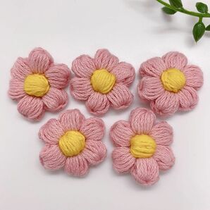 お花 モチーフ 立体 ハンドメイド 手編み 可愛い ピンク 手編み 可愛い