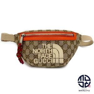 GUCCI×THE NORTH FACE グッチ×ザ ノースフェイス オレンジ コラボ GGキャンバス ボディバッグ 650299 バック 鞄 カバン ブランド