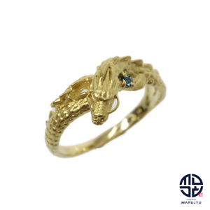 K18 18 gold yellow gold YG treat diamond 0.01ctryuu motif dragon ring ring jewelry accessory approximately 9 number 