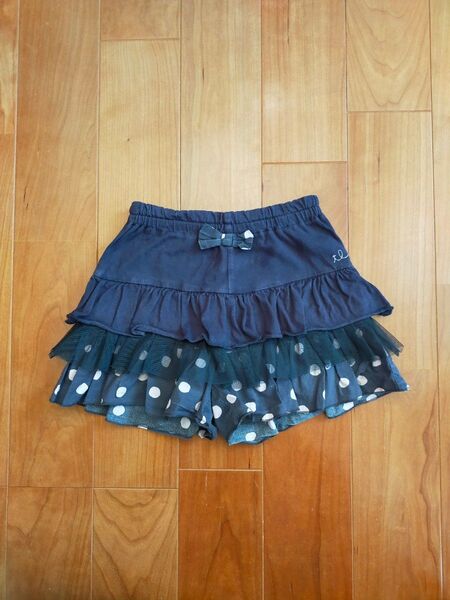 ショートパンツ キュロット 女の子 KP トロワラパン 110 スカッツ 水玉 ネイビー