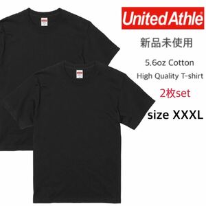 【ユナイテッドアスレ】新品未使用 5.6oz 無地 半袖Tシャツ ブラック 黒 XXXL 2枚セットUnited Athle 500101 ハイクオリティー 男女兼用