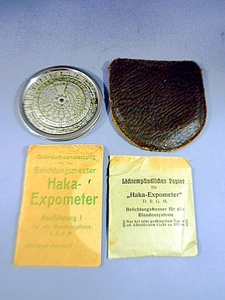  rare * antique feeling light paper type light meter Germany made HAKA-EXPOMETER Mod.Ⅰ 1910 year about manual * unopened feeling light paper * leather case attaching 