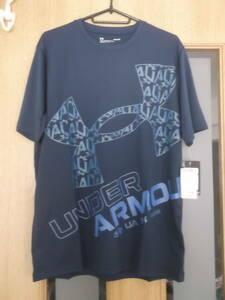 【新品】■アンダーアーマー UNDER ARMOURロゴ入■ドライ半袖 Tシャツメンズ紺（Ｌ）■〒185