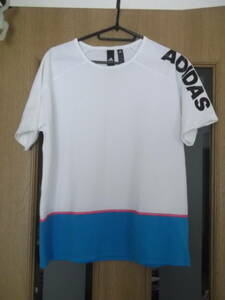 【中古】●adidasアディダスロゴ入Tシャツ半袖レディース（ L）●〒185