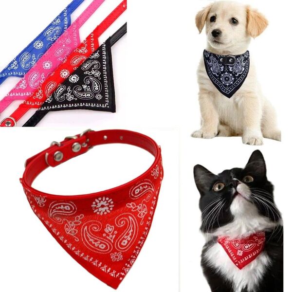 新品 ペット首輪 猫首輪 犬首輪 猫 バンダナ サイズ調整可能 かわいい おしゃれ RED Sサイズ