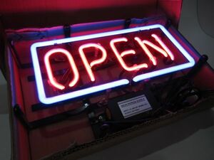 OPEN オープン LED ライト 大きい 看板 ネオンサイン ネオンライト ネオンチューブ ネオン管 サイン看板 ガレージ雑貨 ガラス おしゃれ店舗