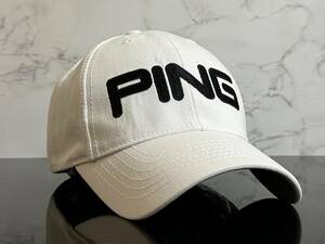 【未使用品】395KB★PING ピン ゴルフ キャップ 帽子 CAP 高級感のあるホワイトのコットン素材にブラックロゴ♪《FREEサイズ》渋野日向子