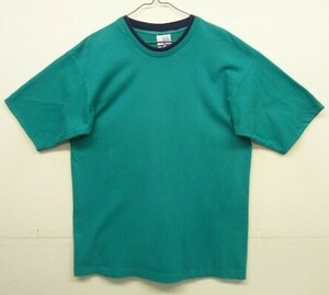 90s ヴィンテージ USA製 PRO SPIRIT ダブルネック＆スリーブ 半袖 Tシャツ ティール/ネイビー VINTAGE 90年代 アメリカ製