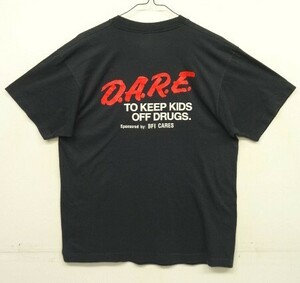 80s ヴィンテージ USA製 D.A.R.E シングルステッチ 両面プリント 半袖 Tシャツ ブラック VINTAGE 80年代 アメリカ製
